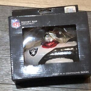 NFL (4) Raiders Rocket ship Santa  Ornament. Lot of 4 Licensed Ornaments